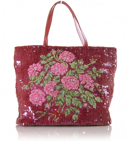 Valentino Garavani Sequin Tote Burgundy 1 of 9