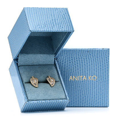 Anita Ko 18K Yellow Gold Diamond Small Palm Leaf Stud Earrings 5 of 5