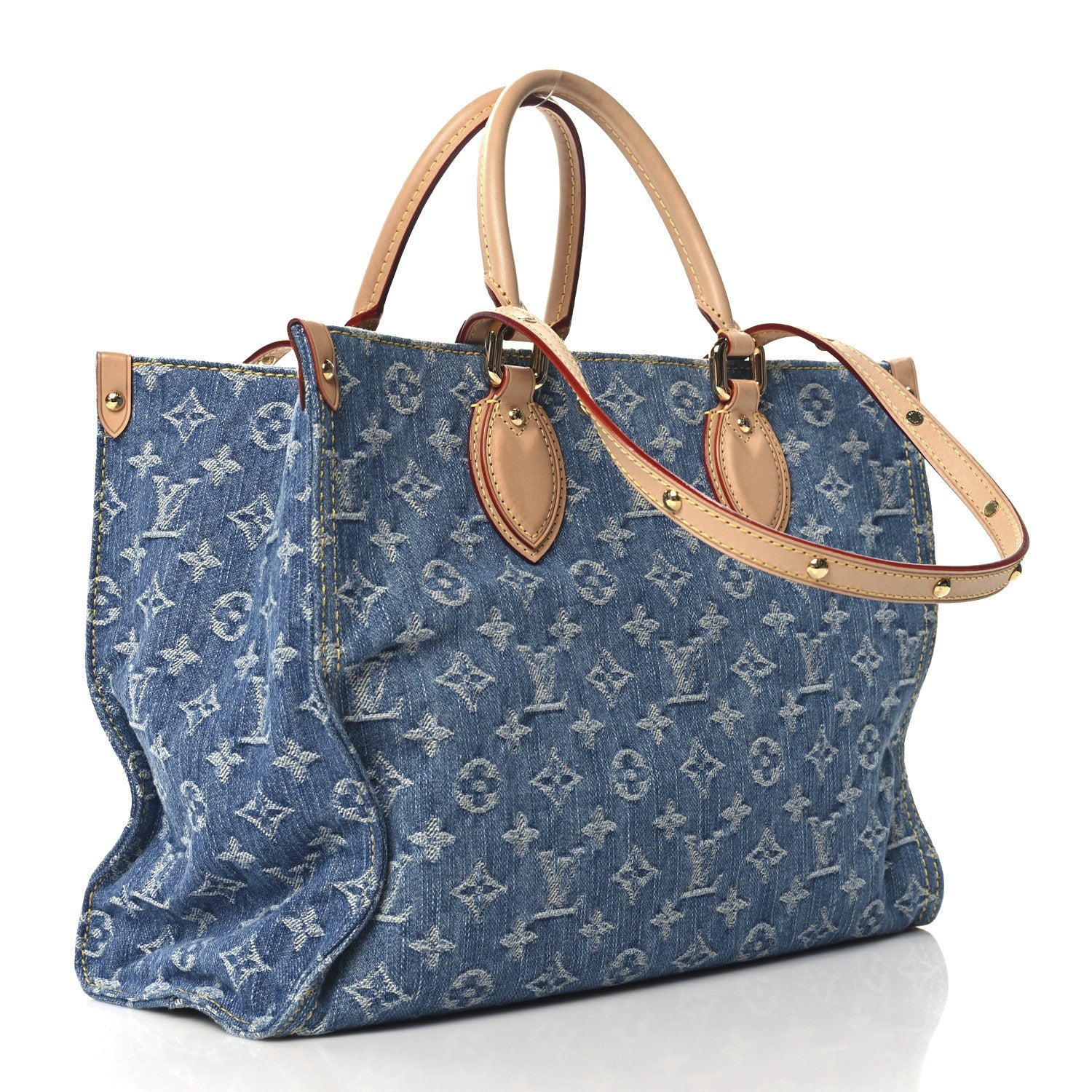 Louis Vuitton Monogram Denim Onthego MM Blue 3 of 9