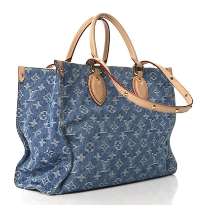 Louis Vuitton Monogram Denim Onthego MM Blue 3 of 9