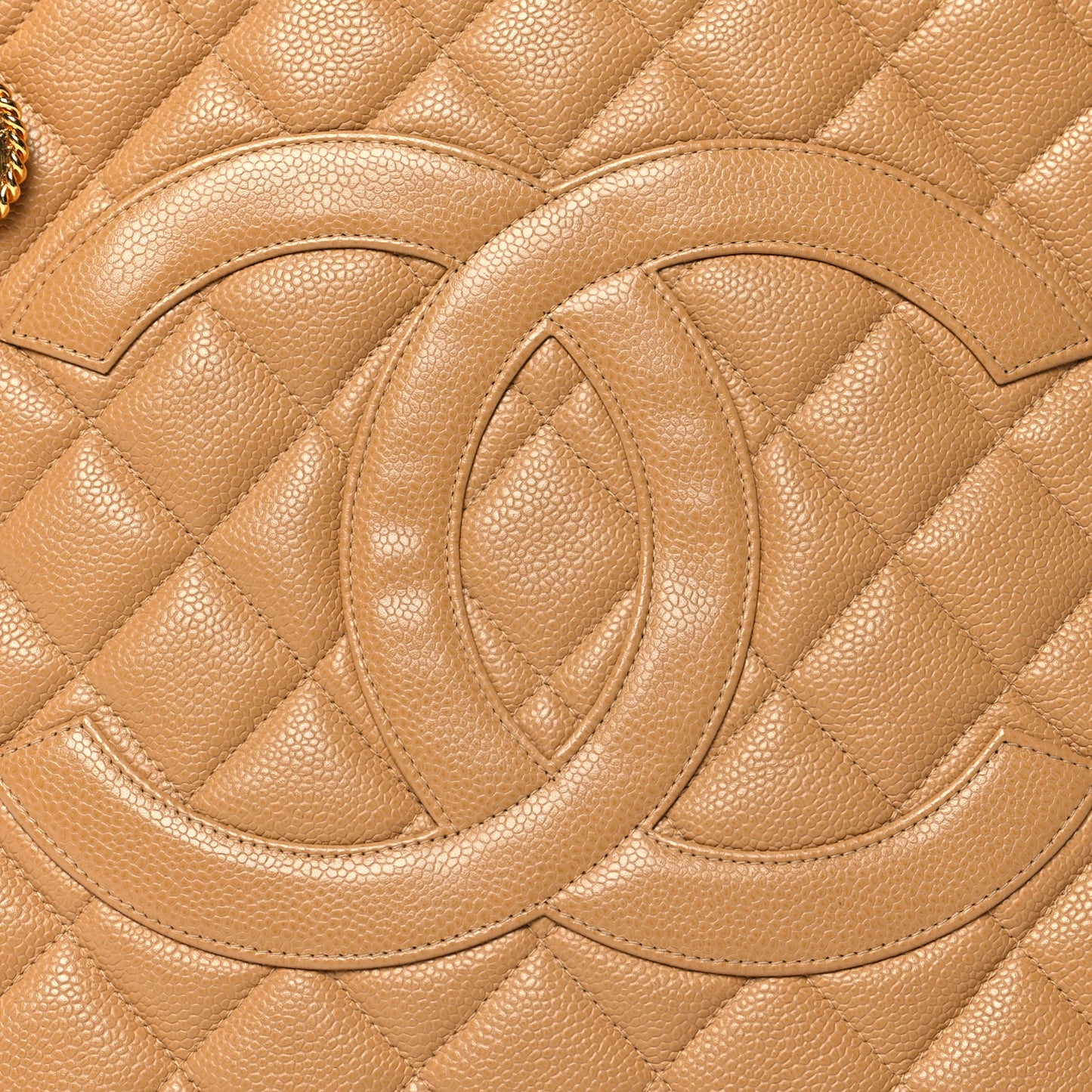 Caviar Quilted Medallion Tote Beige
