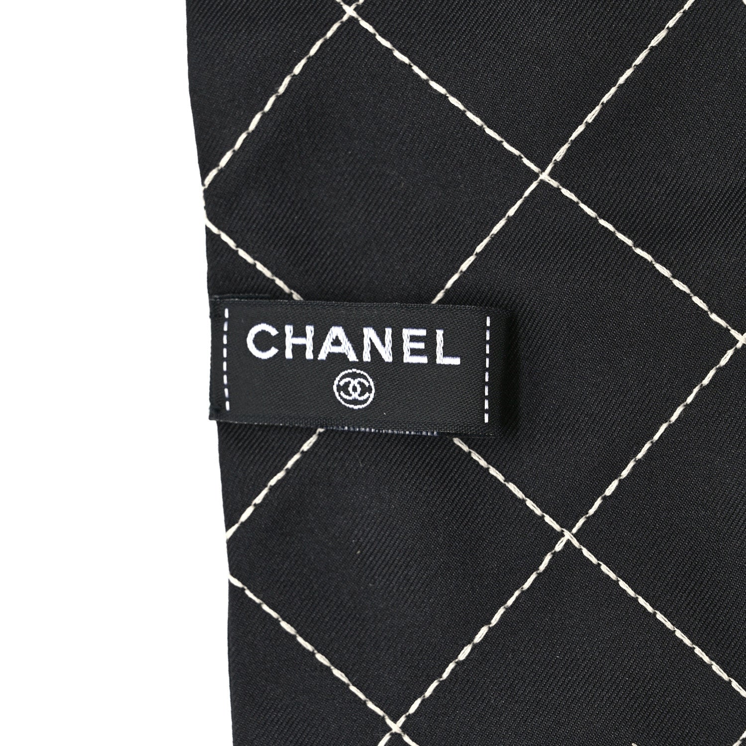 Chanel Silk Embroidered CC Bandeau Scarf Black White 3 of 4