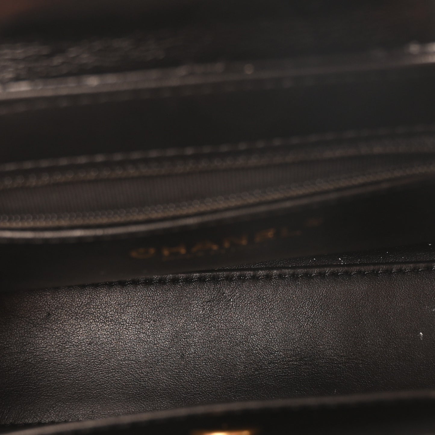 Shiny Aged Calfskin Quilted Nano Kelly Shopper Black