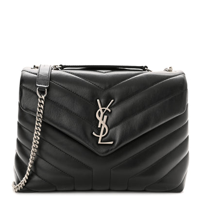 Saint Laurent Calfskin Y Quilted Monogram Small Loulou Chain Satchel Black 1 of 10