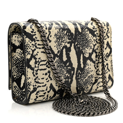 Saint Laurent Calfskin Snakeskin Embossed Small Classic Monogram Kate Tassel Satchel White Black 3 of 9