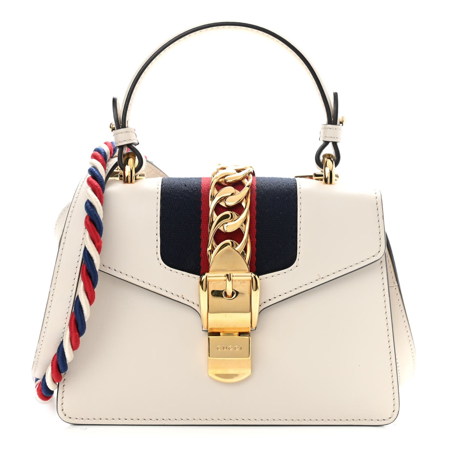 Calfskin Mini Sylvie Top Handle Bag White