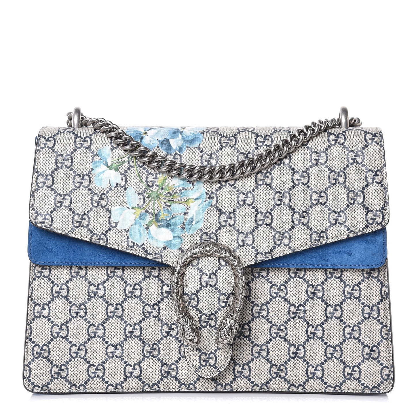 GG Supreme Monogram Blooms Medium Dionysus Shoulder Bag Beige Navy Vintage Blue
