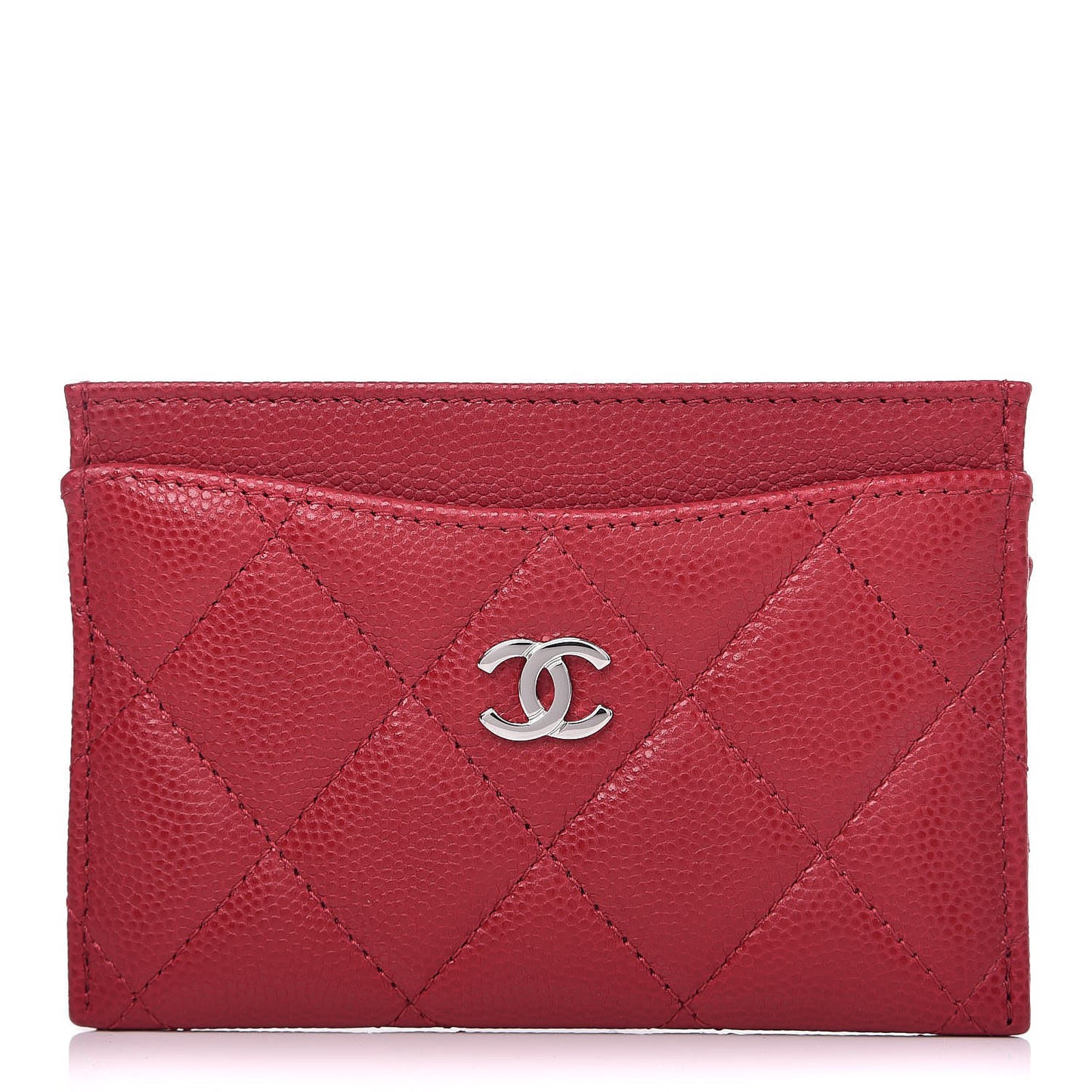 Caviar Quilted Card Holder Pink