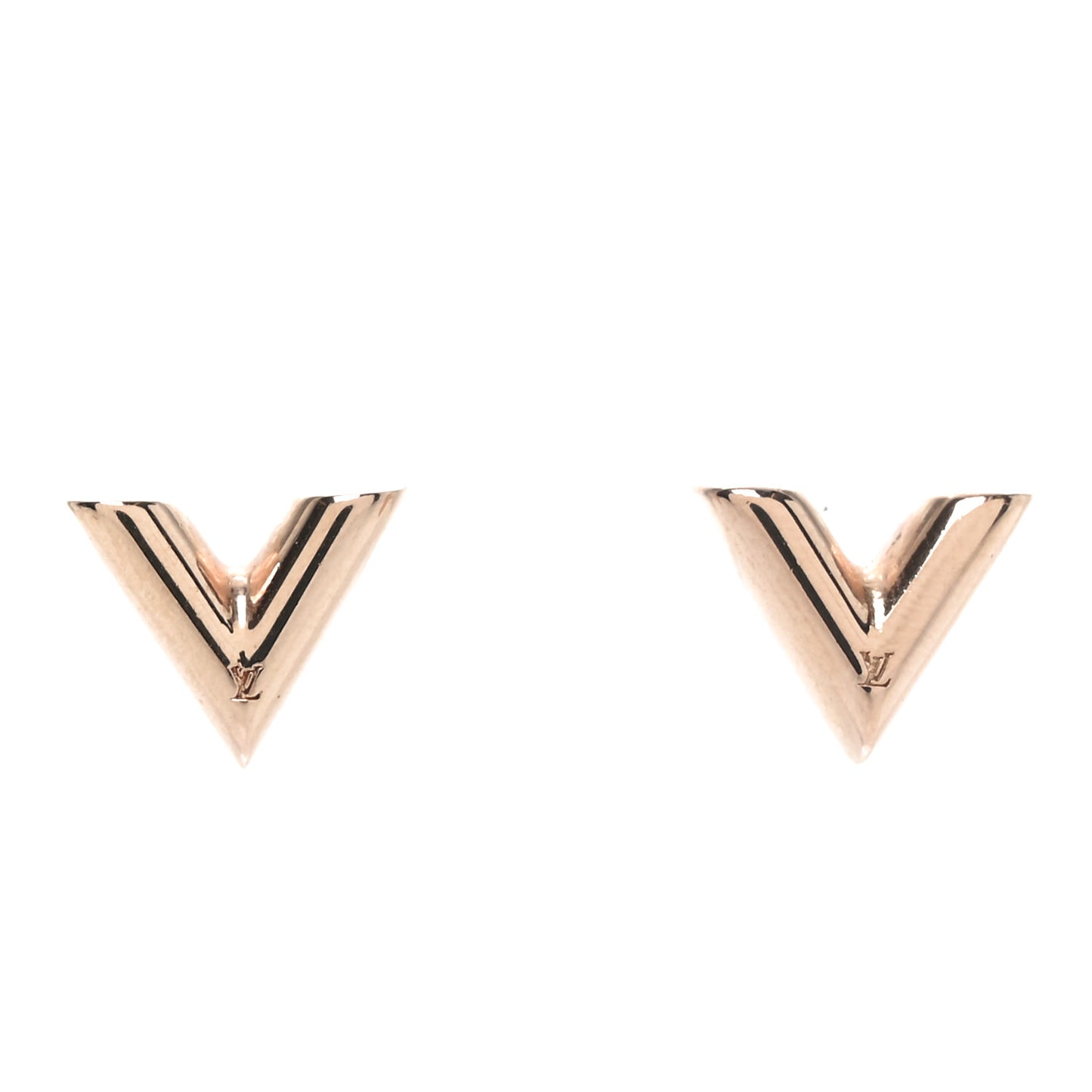 Brass Essential V Stud Earrings Rose Gold