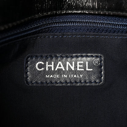 Chanel Shiny Goatskin Quilted Tri-Color Flap Black Red Navy 6 of 10