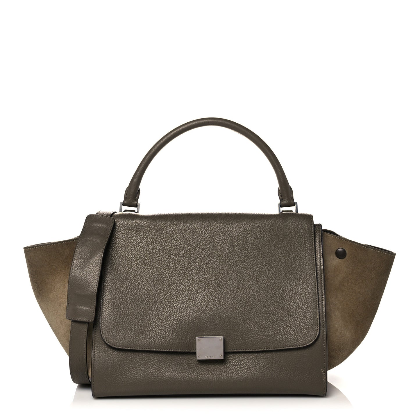 Drummed Calfskin Suede Medium Trapeze Souris
