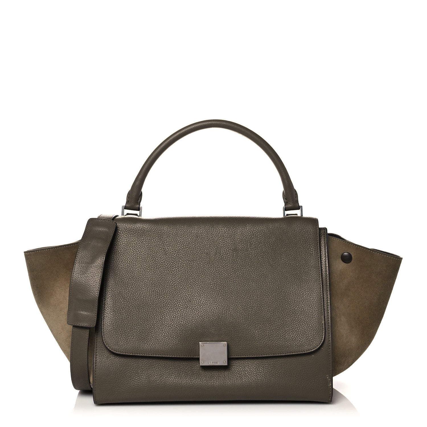 Celine Drummed Calfskin Suede Medium Trapeze Souris 1 of 26