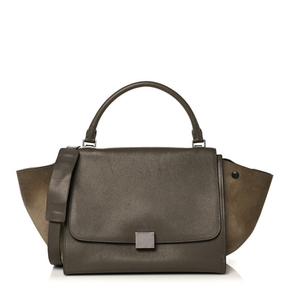 Celine Drummed Calfskin Suede Medium Trapeze Souris 1 of 26