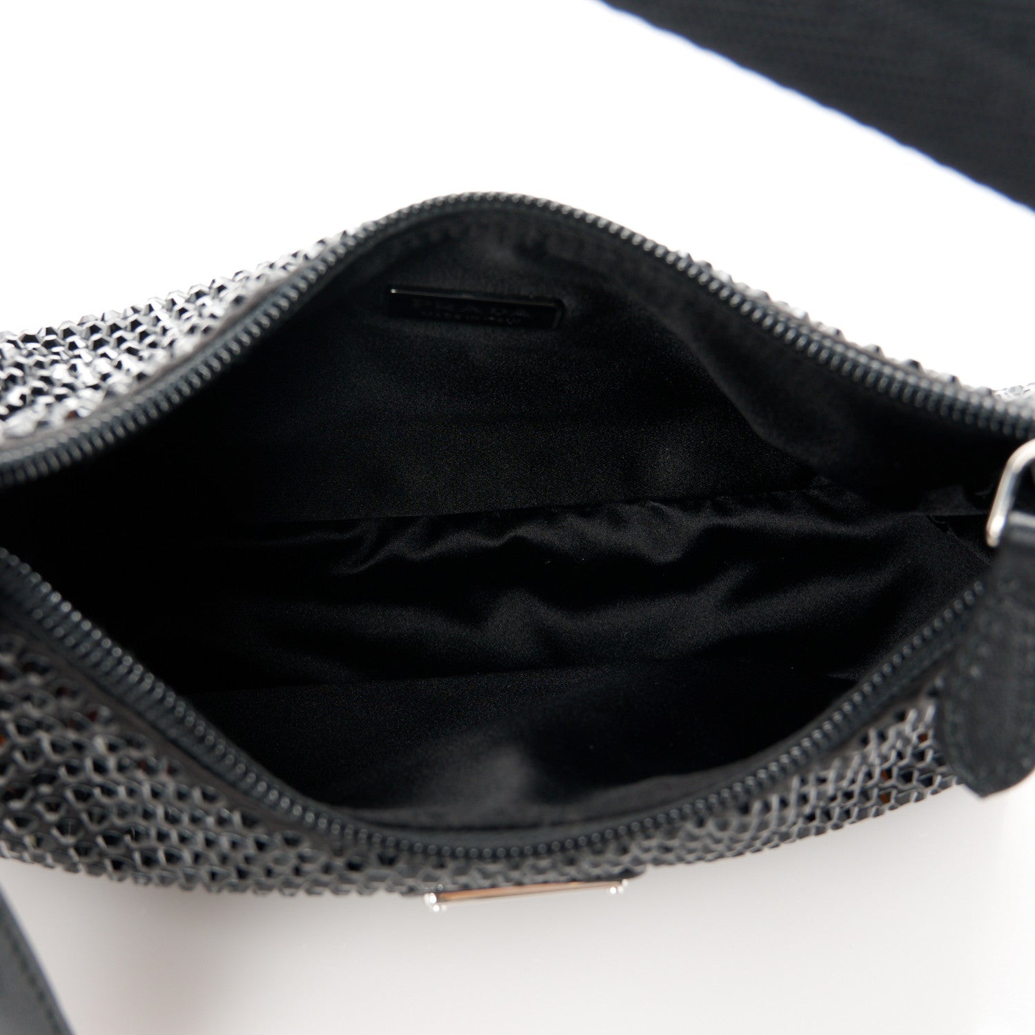 Prada Satin Crystal Mini Re-Edition 2000 Bag Black 5 of 11