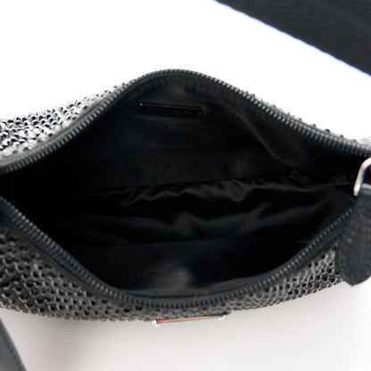 Prada Satin Crystal Mini Re-Edition 2000 Bag Black 5 of 11