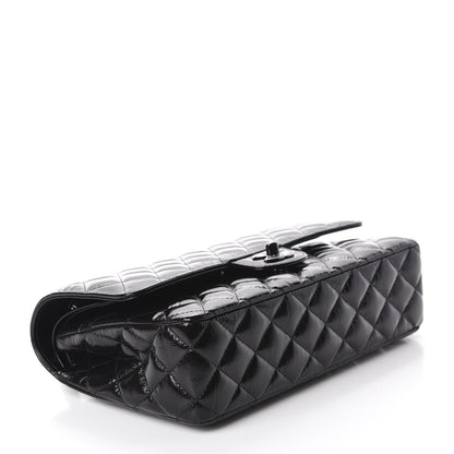Chanel Shiny Crumpled Calfskin Quilted Medium Double Flap So Black 4 of 11