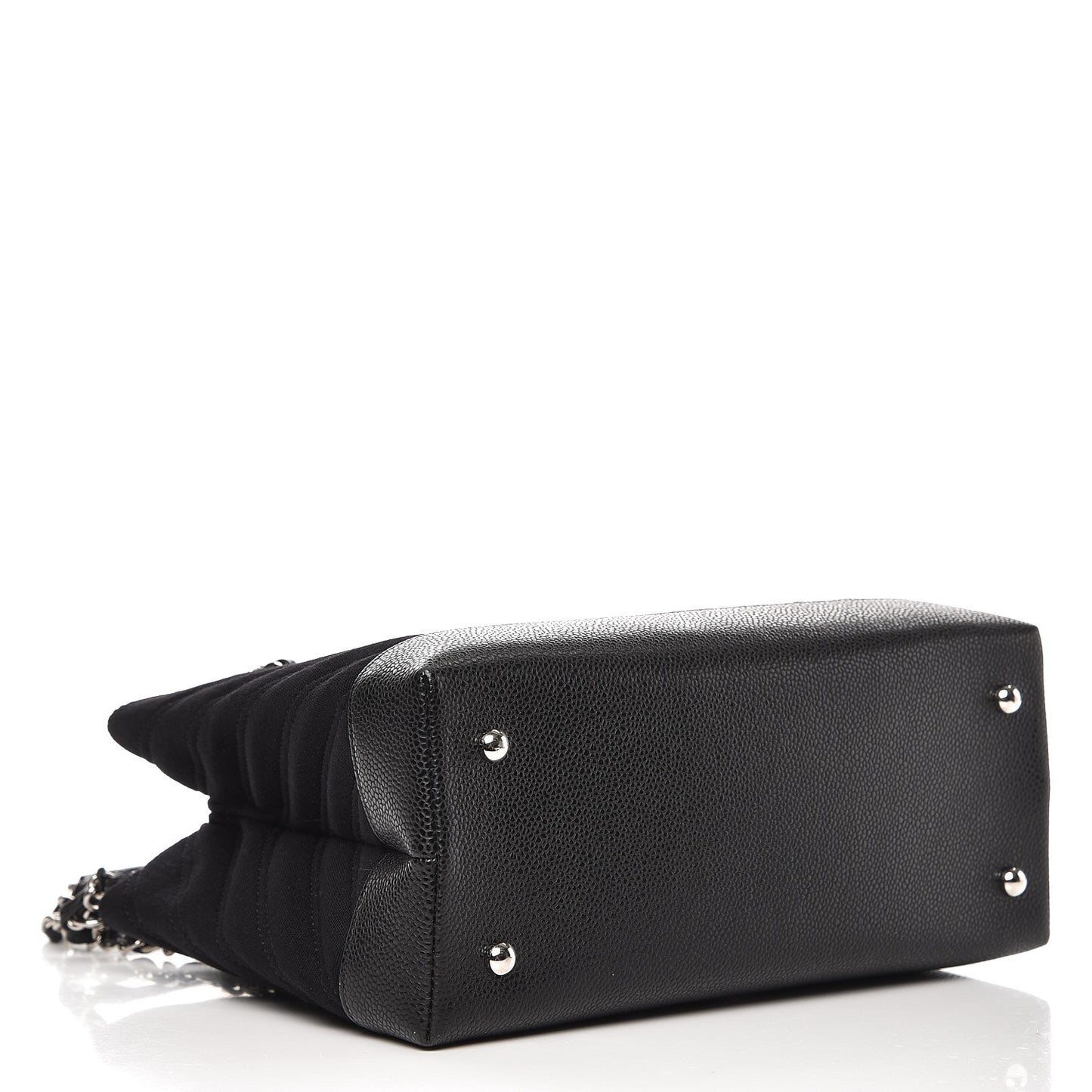 Canvas Caviar Chevron Shopper Tote Black