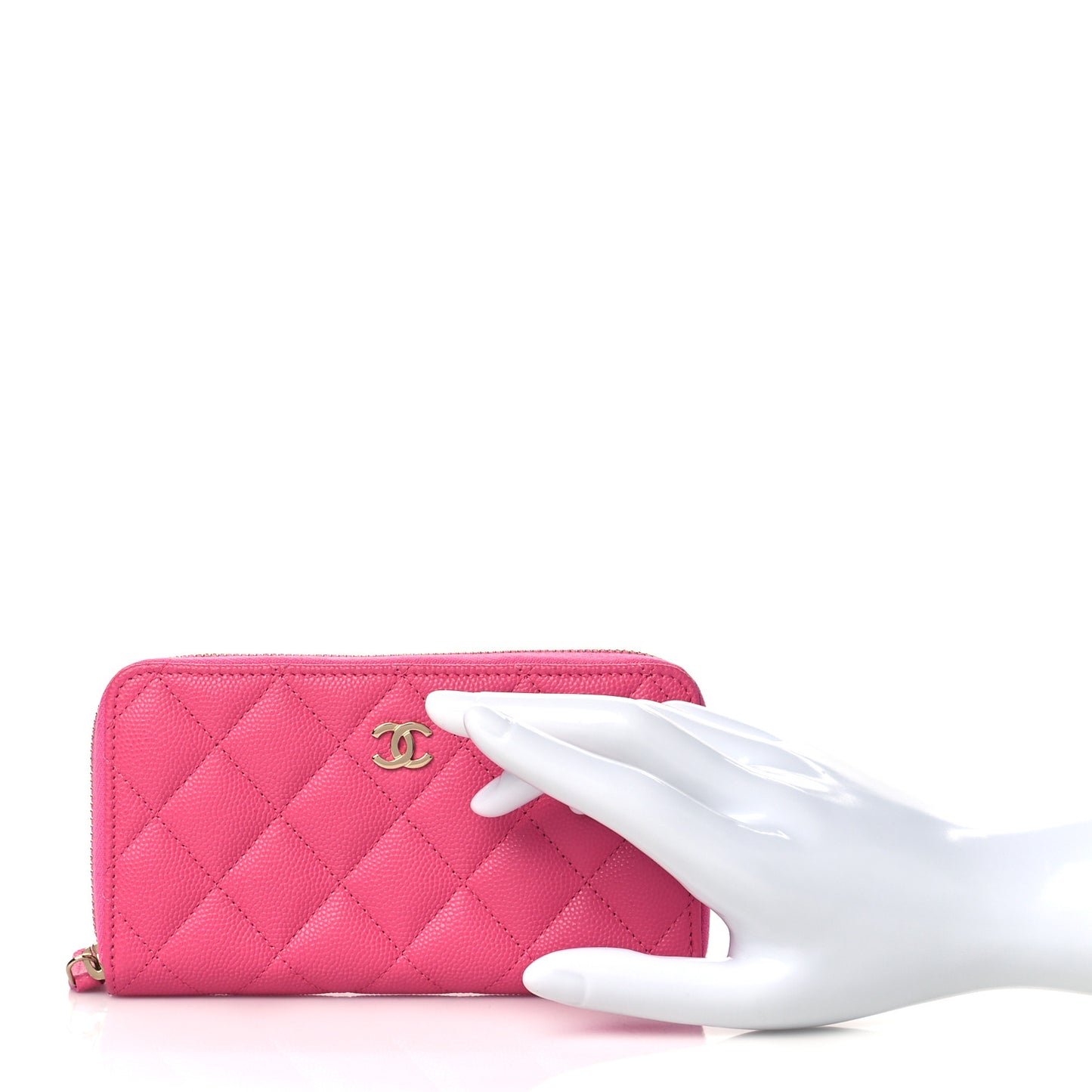 Caviar Quilted Medium Zip Around Wallet Pink