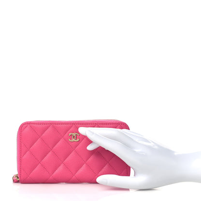 Chanel Caviar Quilted Medium Zip Around Wallet Pink 2 of 10
