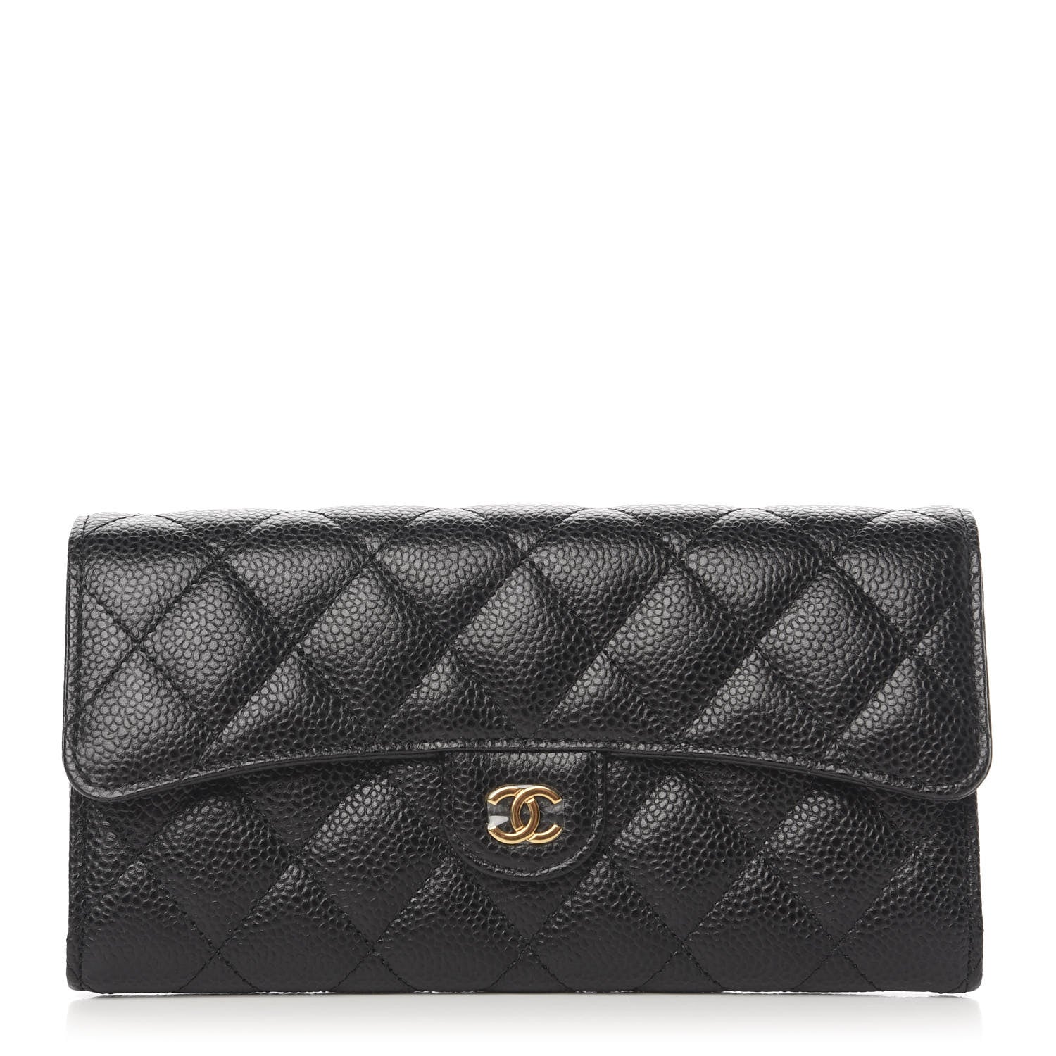 Chanel Caviar Quilted Large Flap Gusset Wallet Black 1 of 9
