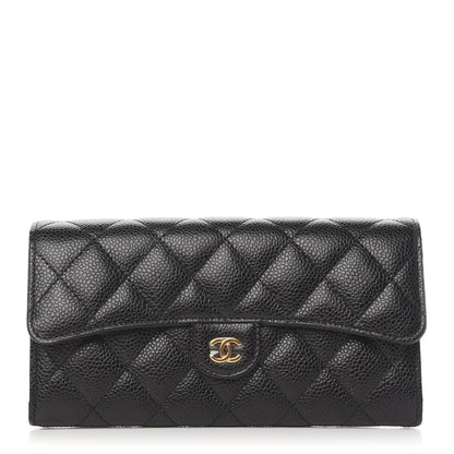 Chanel Caviar Quilted Large Flap Gusset Wallet Black 1 of 9