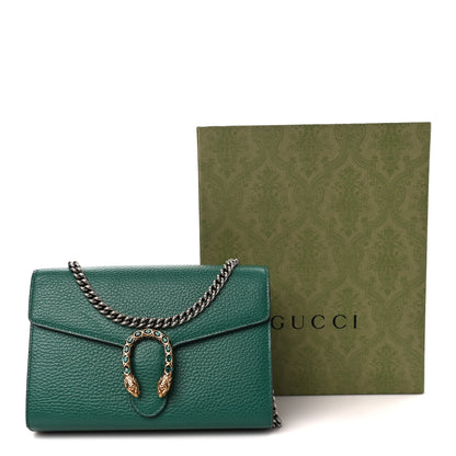 Gucci Calfskin Mini Dionysus Chain Wallet Emerald 2 of 12