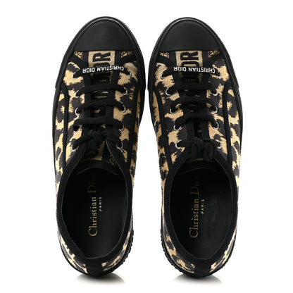 Christian Dior Canvas Leopard Print Embroidered Womens Walk'N'Dior Low Top Sneakers 39.5 Natural 4 of 18