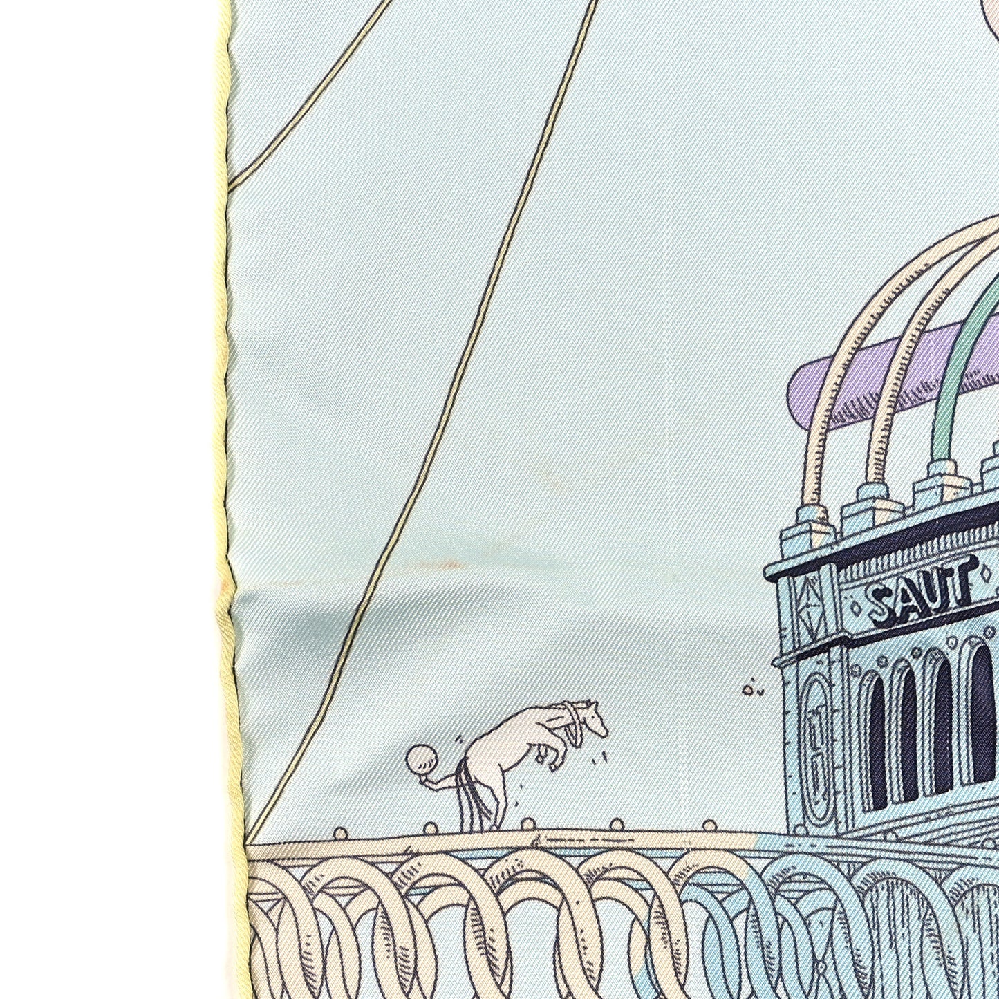 Silk Hippopolis Scarf 90 Bleu Pale Blanc Parme