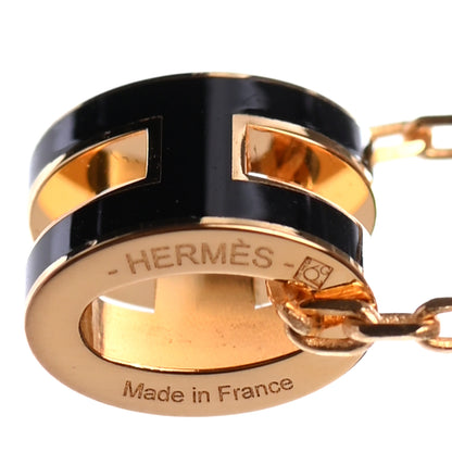 Hermes Lacquered Gold Mini Pop H Pendant Necklace Black 5 of 5