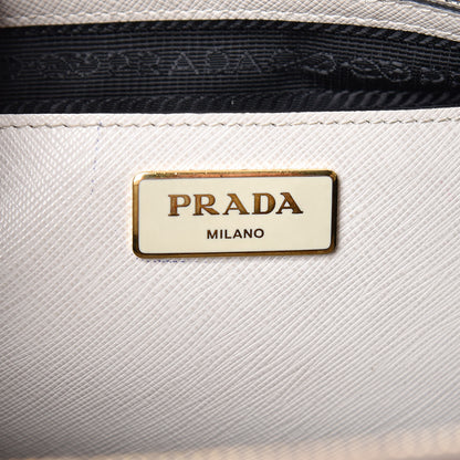 Prada Saffiano Lux Colorblock Medium Galleria Double Zip Tote Black Talco 7 of 18