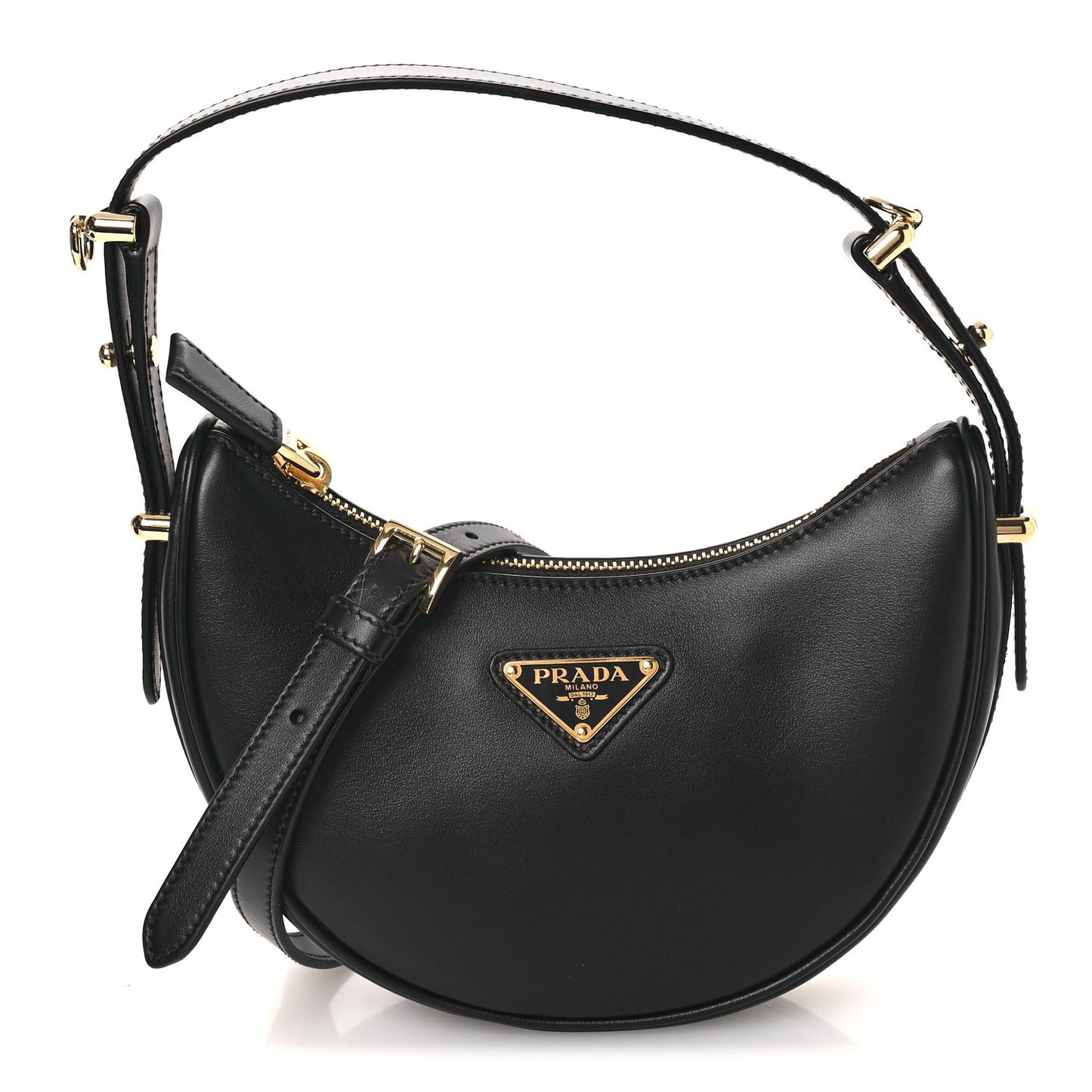Soft Calfskin Mini Arque Shoulder Bag Black