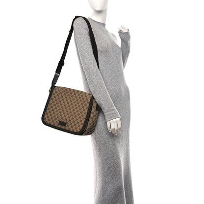 Gucci Monogram Large Flap Messenger Bag Beige Dark Brown 2 of 10