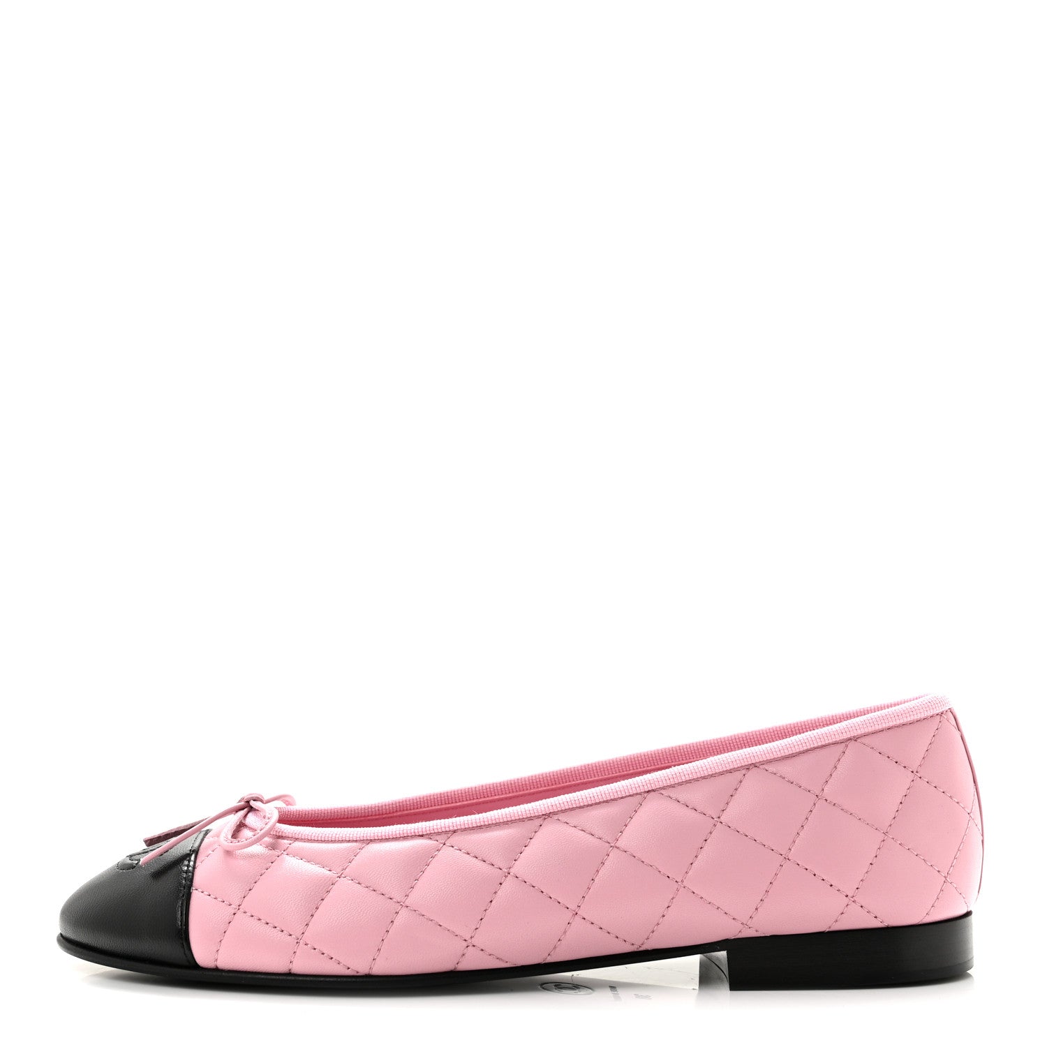 Chanel Lambskin Quilted CC Cap Toe Ballerina Flats 38 Pink Black 1 of 9