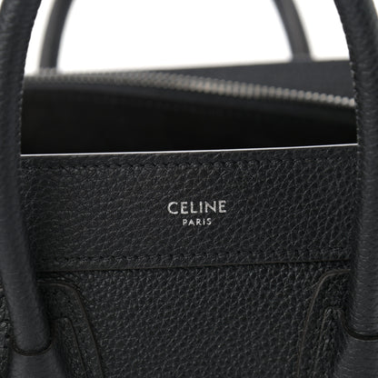 Celine Drummed Calfskin Nano Luggage Black 6 of 10
