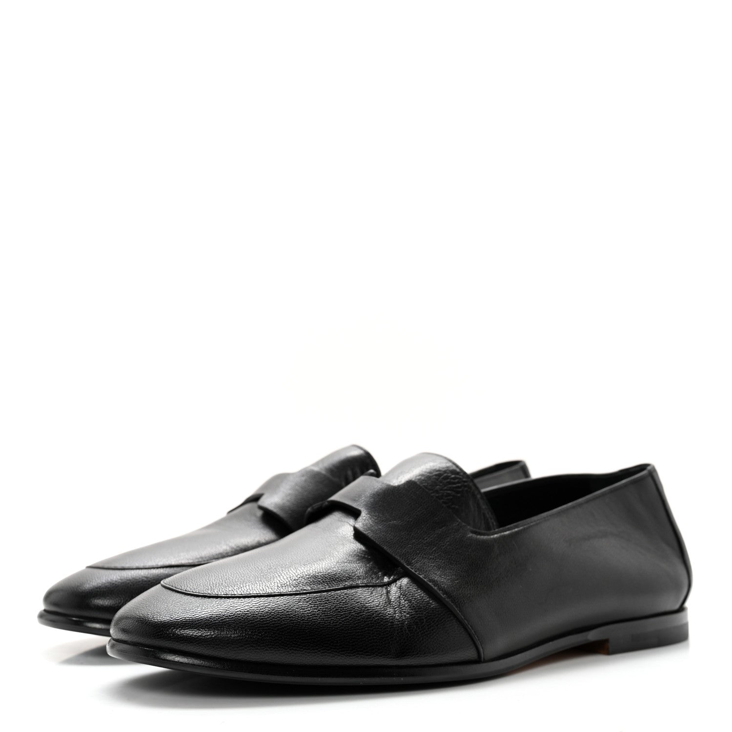 Hermes Goatskin Womens Ancora Moccasin Loafers 36 Black 3 of 10
