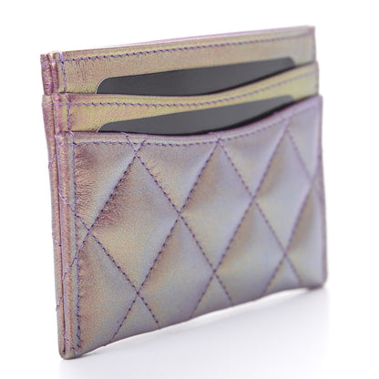 Chanel Metallic Lambskin Quilted Card Holder Purple 3 of 9