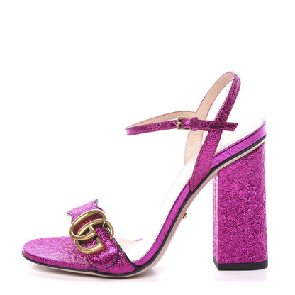 Gucci Galassia GG Marmont Ankle Wrap 105mm Sandals 35 Fuxia 1 of 8