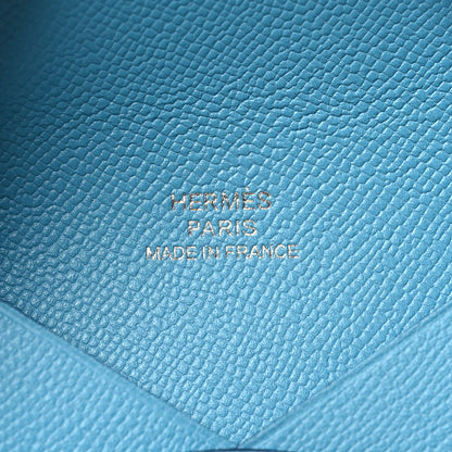 Hermes Madame Calfskin Calvi Card Case Blue Du Nord 6 of 8