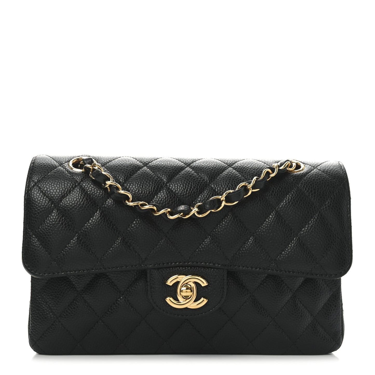 Caviar Quilted Small Double Flap Black