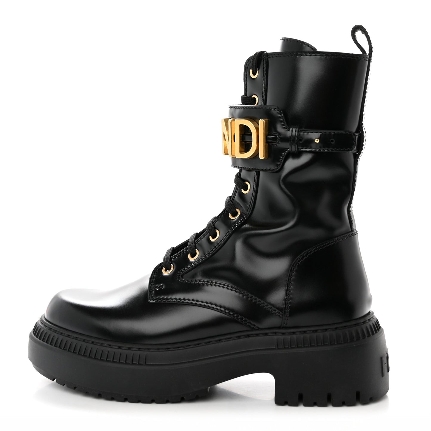 Vitello Abrasivato Fendigraphy 50mm Biker Boots 38.5 Black