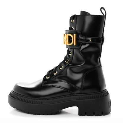 Fendi Vitello Abrasivato Fendigraphy 50mm Biker Boots 38.5 Black 1 of 11