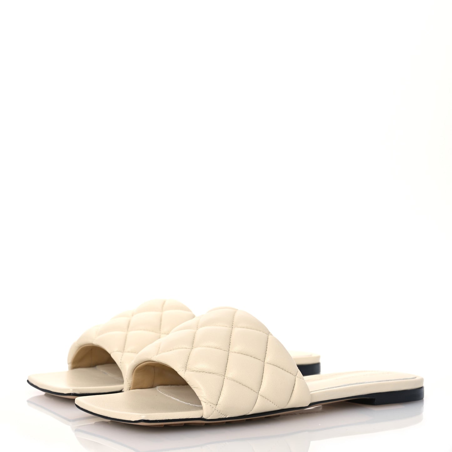 Nappa Maxi Intrecciato Lido Flat Sandals 37.5 Wax