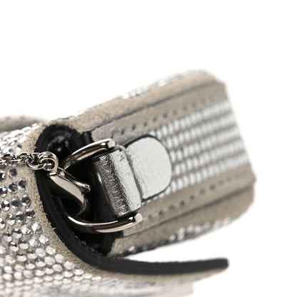 Fendi Crystal Vitello Laminato FF Nano Maxi Buckle Baguette Charm  Crystal Argento 11 of 11