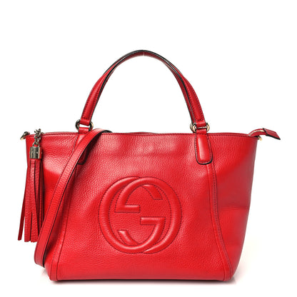 Gucci Pebbled Calfskin Small Soho Top Handle Bag Red 1 of 12