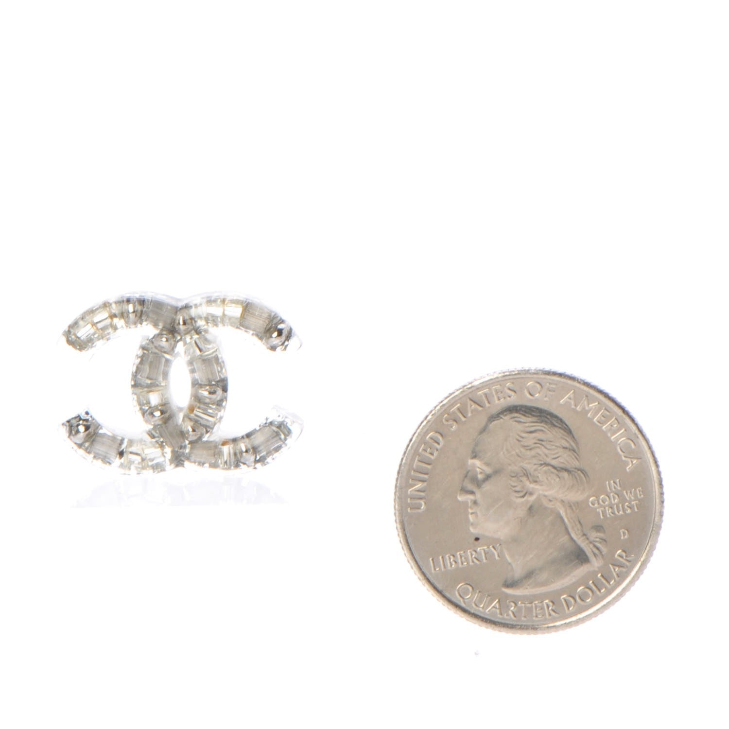 Chanel Resin Baguette CC Earrings Silver 2 of 6