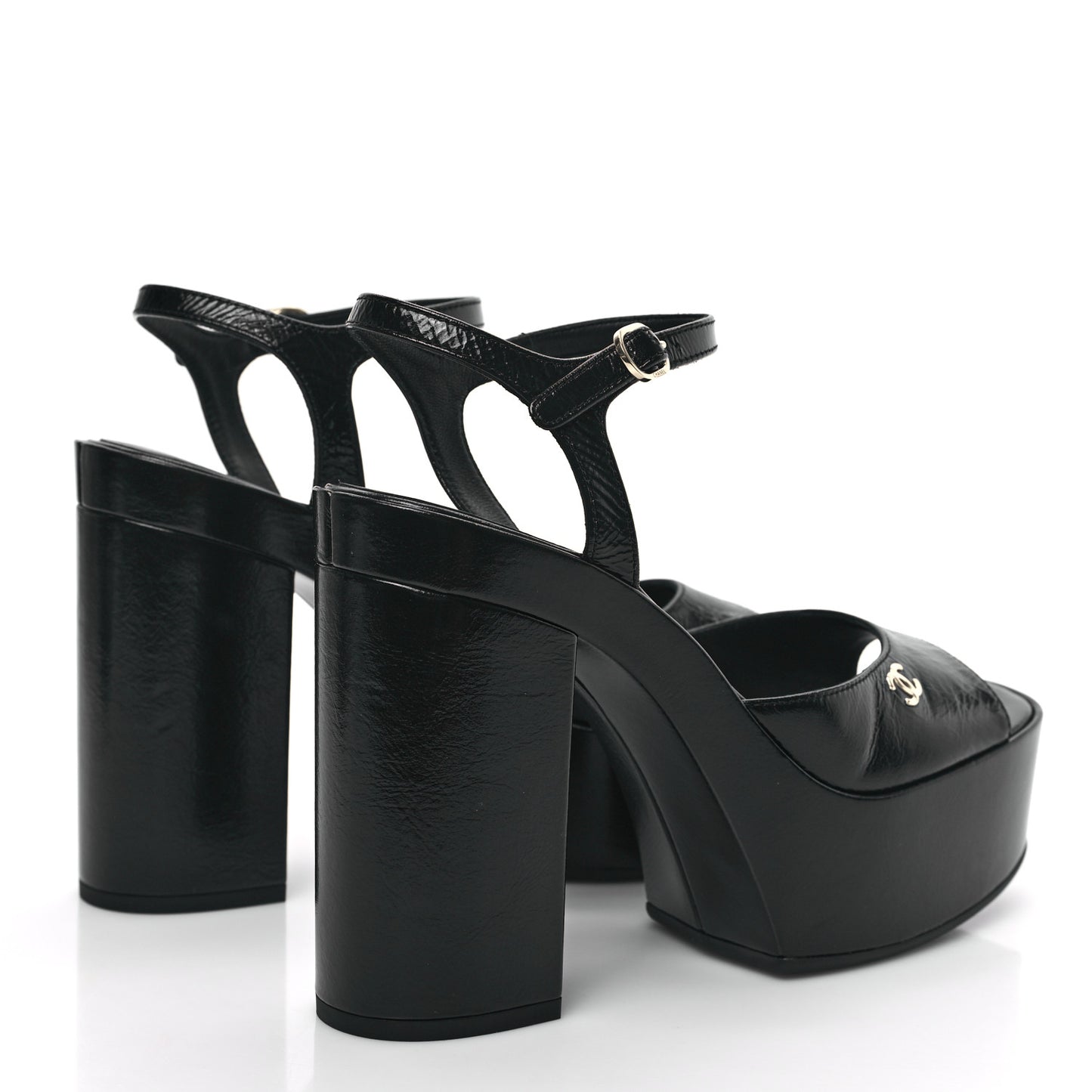 Calfskin CC Platform Sandals 38.5 Black