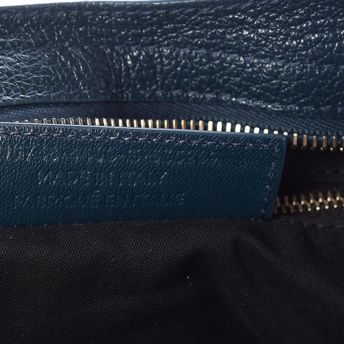 Chevre Gold Metallic Edge Hardware City Bleu Paon