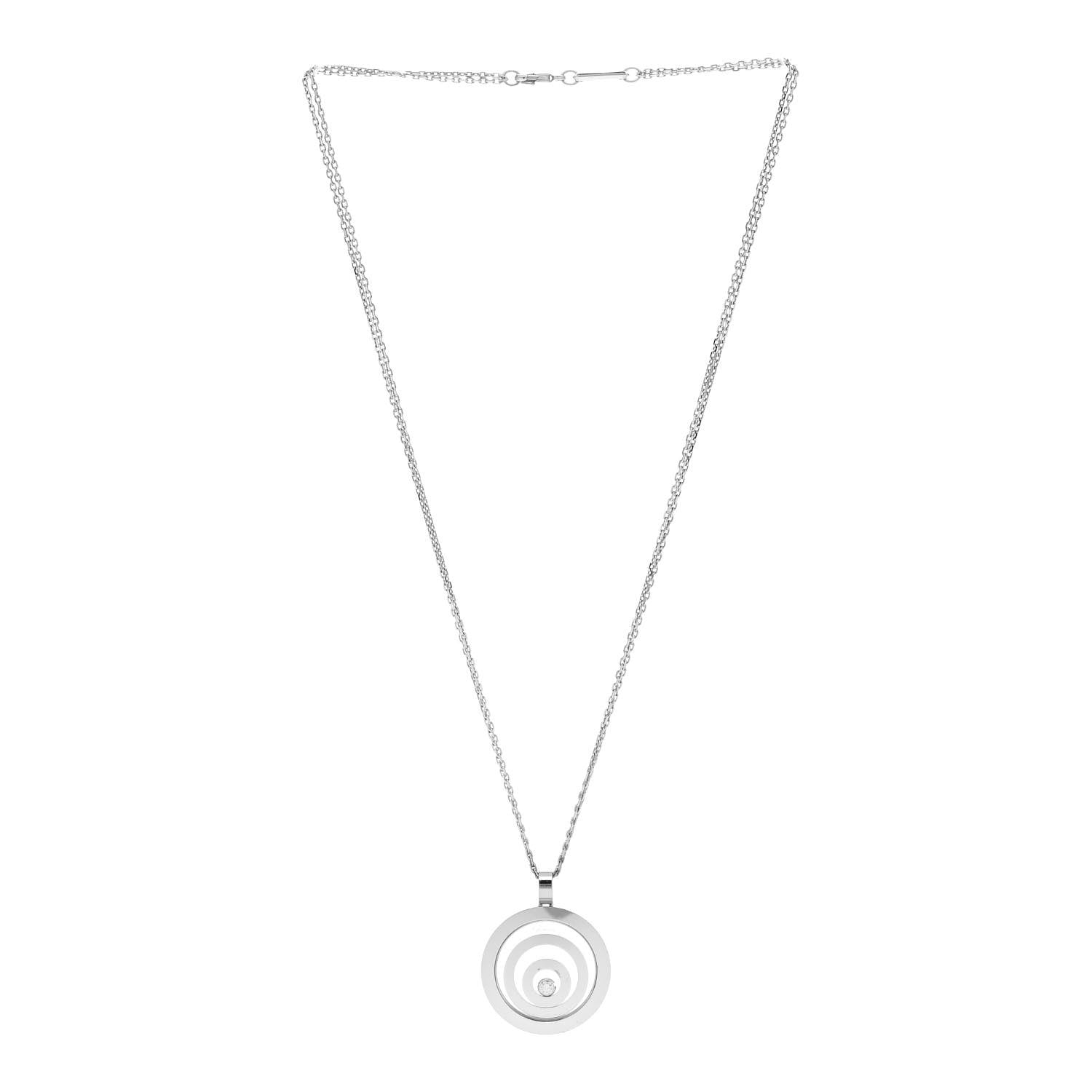 Chopard 18K White Gold Diamond Happy Spirit Pendant Necklace 4 of 8
