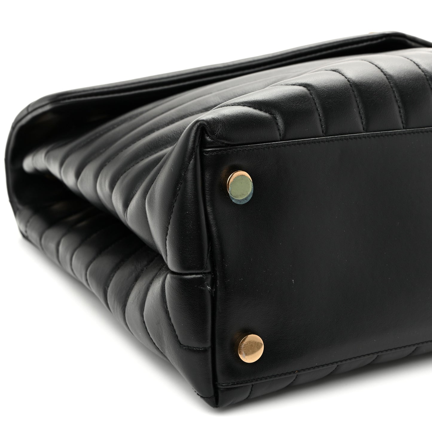 Calfskin Y Quilted Monogram Large Loulou Chain Satchel  Black