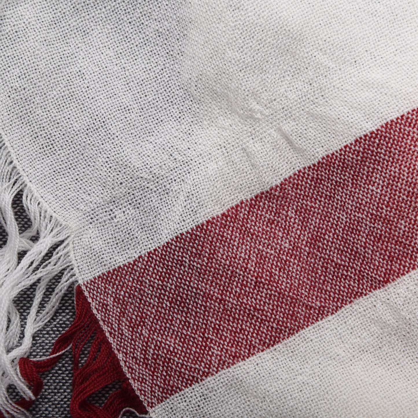 Merino Wool Check Scarf Ivory